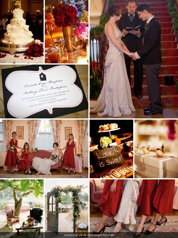 Vintage Themed Wedding Red Gold Black and White