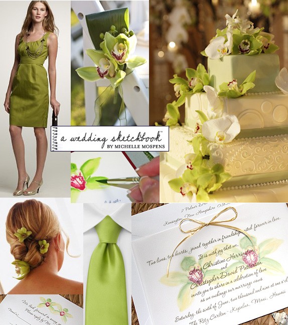 I couldn't resist creating a GREEN color scheme wedding inspiration board