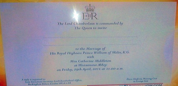 the royal wedding 2011 invitation. Well, the Royal Wedding