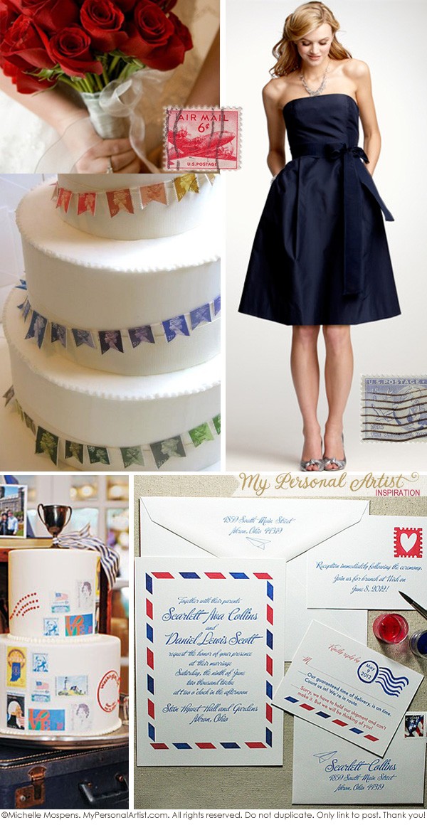I am in LOVE with a Vintage Stamp AirmailInspired Wedding Theme Adore