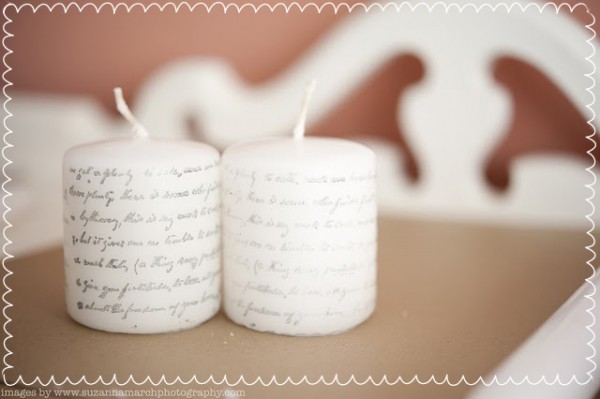 Today I just adore these romantic DIY Rustic Chic Printed Candles from 