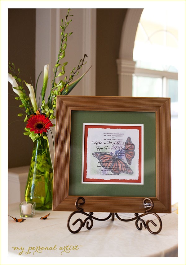 Katherine had her My Personal Artist butterfly wedding invitation framed