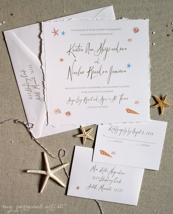 I am delighted to debut our newest custom wedding invitation with handmade 