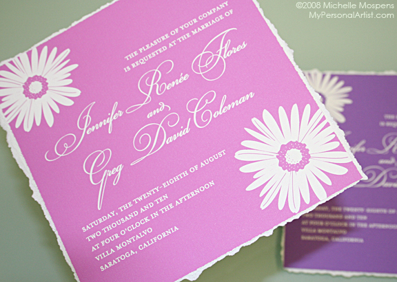 Modern Gerbera Daisy wedding invitations
